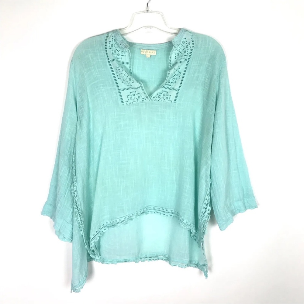RUBY YAYA aqua blue v-neck swim cover up dress
Size Large